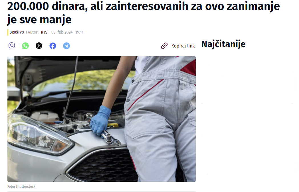 Nova S: Srbija nema dovoljno auto-mehaničara: Zarada i do 200.000 dinara, ali zainteresovanih za ovo zanimanje je sve manje